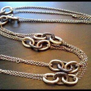STUNNING VINTAGE ESTATE TEXTURED MULTI TONE LINKED 19" NECKLACE